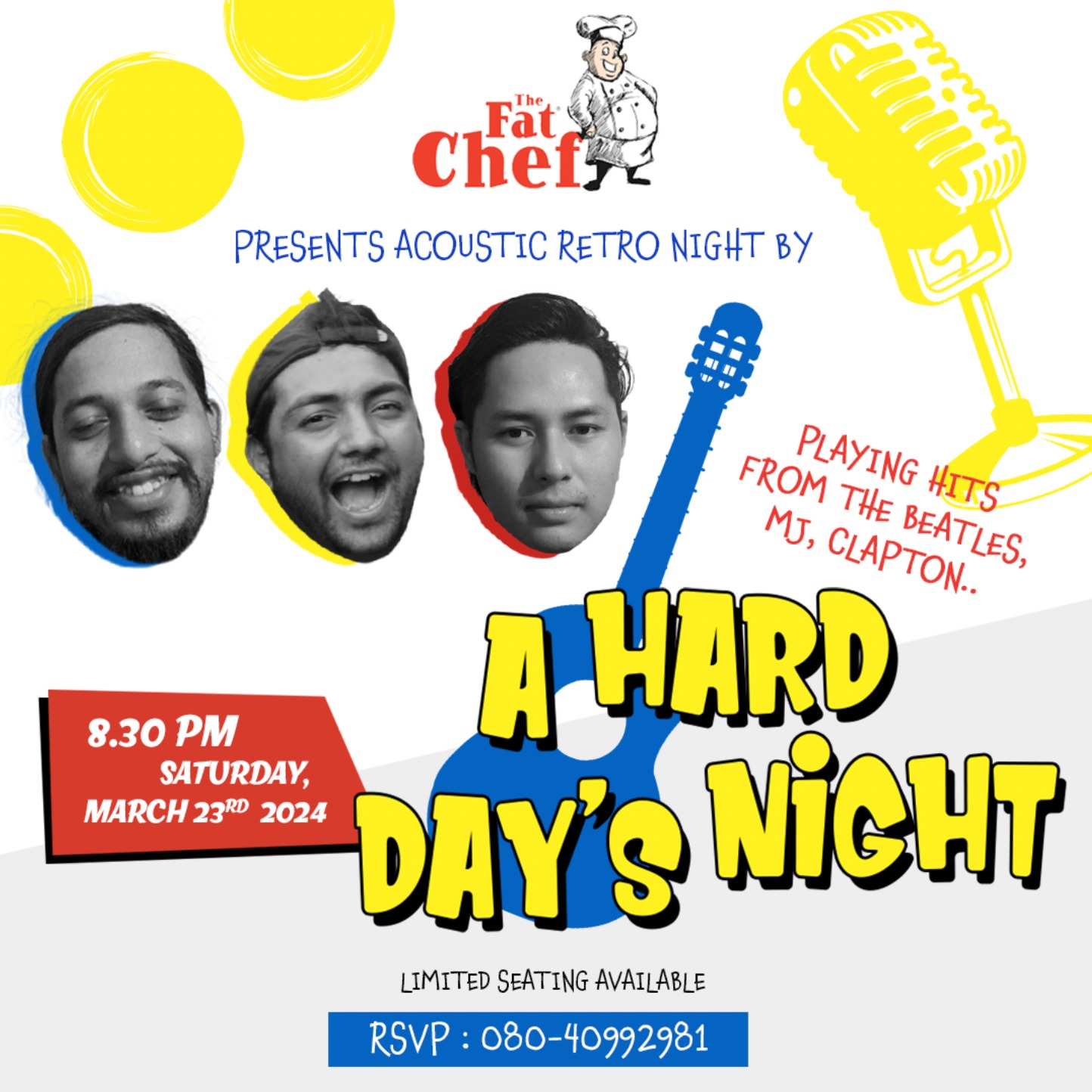 Live Music! Acoustic Retro Night at The Fat Chef (Limited Seating) - The Fat Chef Restaurant Blog