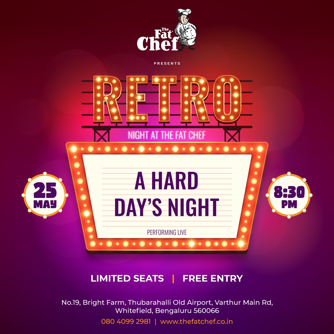 Experience the Ultimate Retro Night with 'A Hard Day's Night' Live at The Fat Chef! - The Fat Chef Restaurant Blog